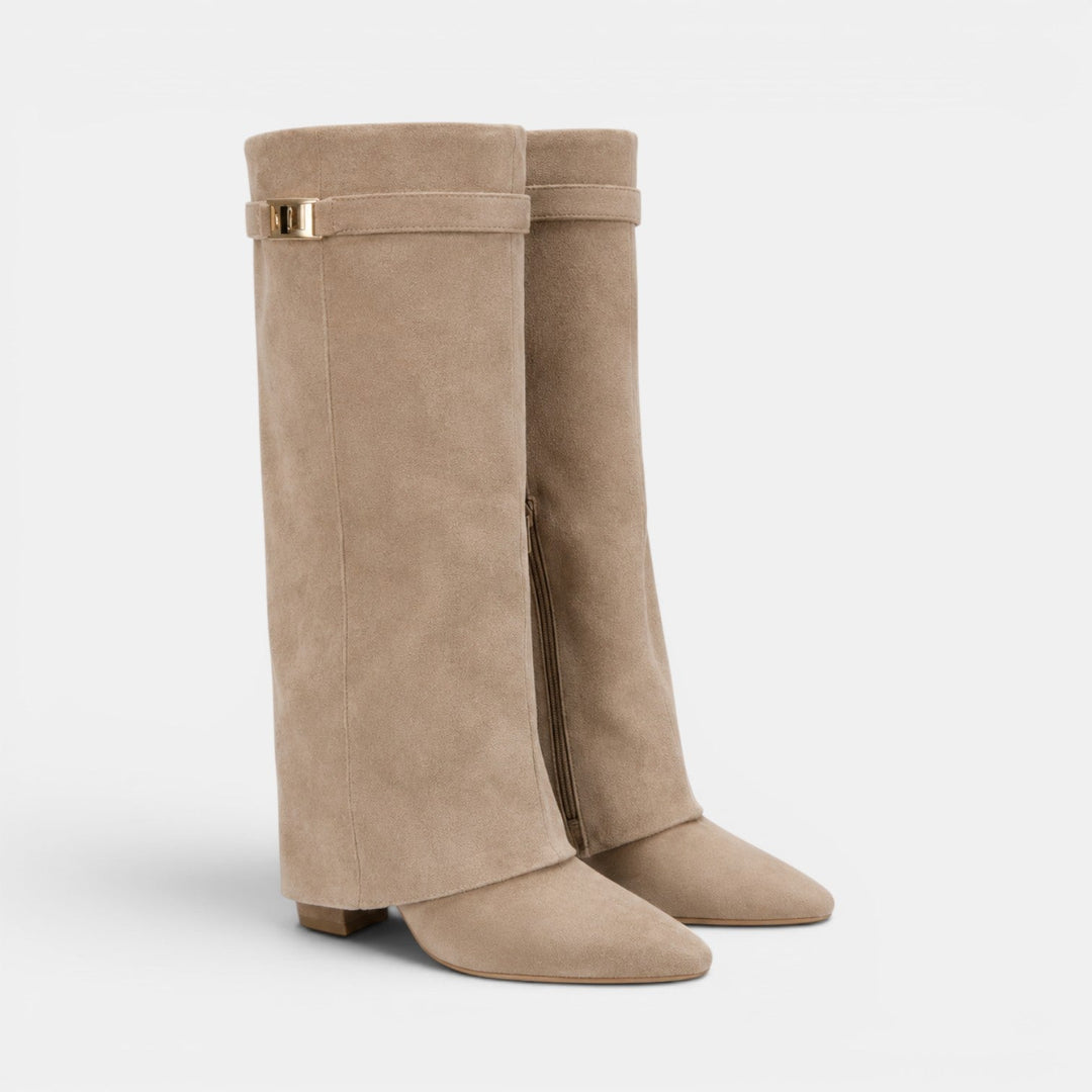 Philippa | Bold Suede Knee High Block Heel Boots Women