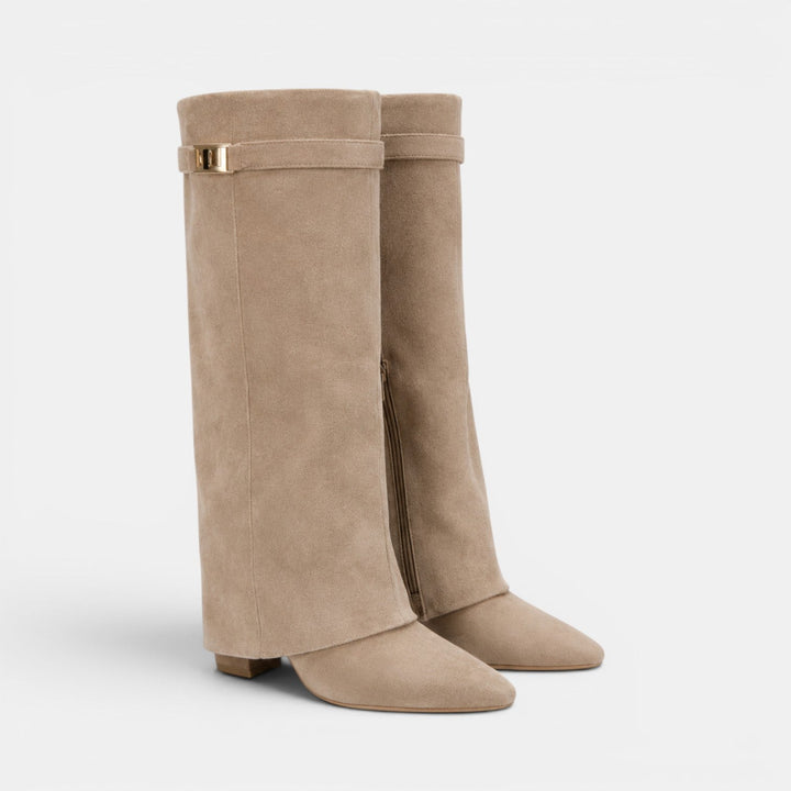 Philippa | Bold Suede Knee High Block Heel Boots Women