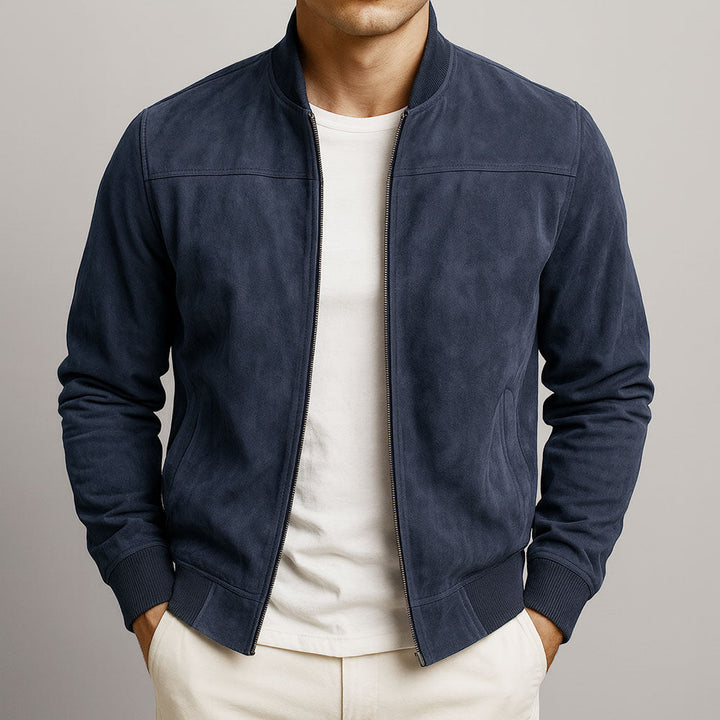 Holt | Sleek Faux Suede Bomber Jacket for Men's Casual Outerwear