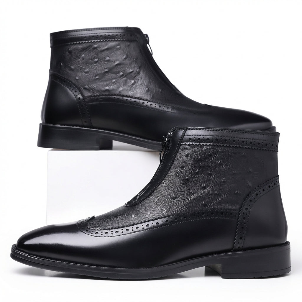 Corwin | Refined Leather Brogue Ankle Boots for Men