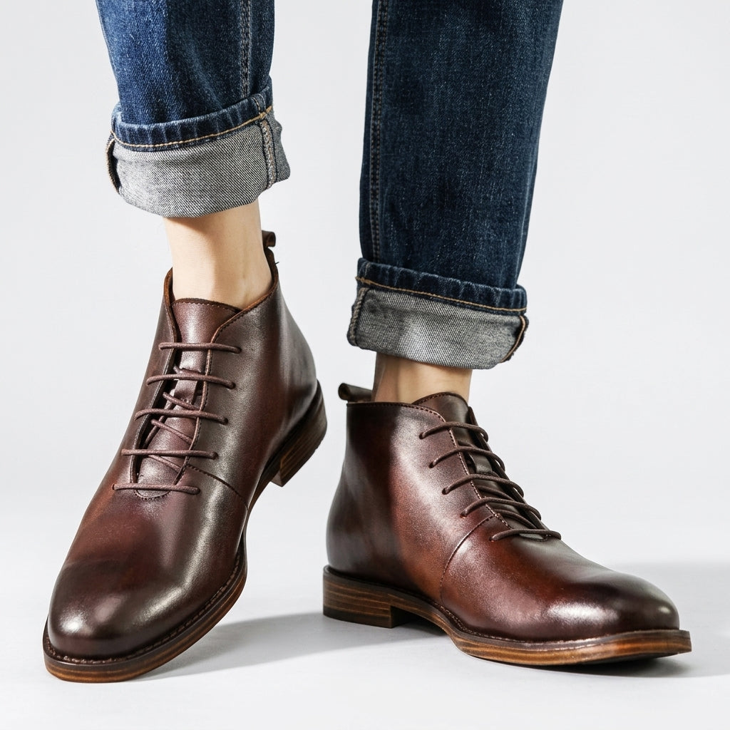 Leander | Timeless Leather Lace-Up Ankle Boots for Men