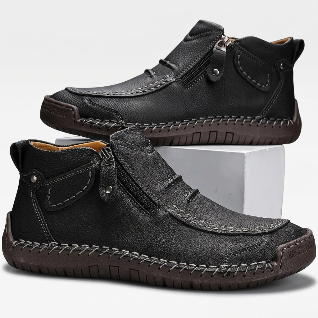 Reid | Relaxed Hand-Stitched Leather Ankle Boots for Men