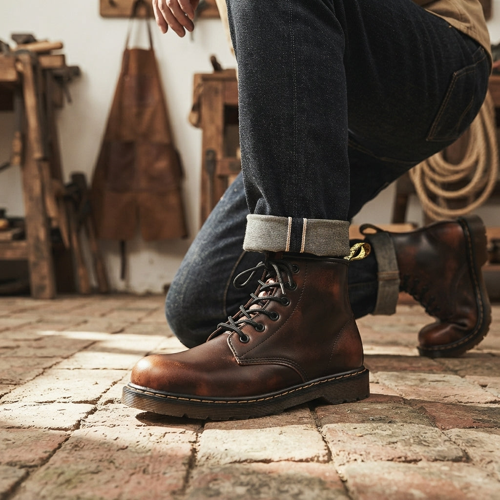 Jax | Vintage Burnished Leather Combat Boots for Men