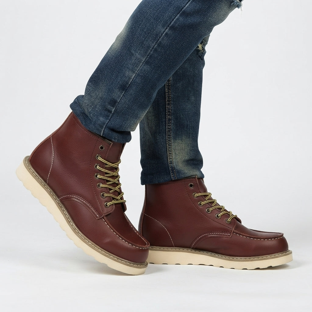 Galbraith | Sturdy Moc Toe Leather Lace-Up Boots for Men