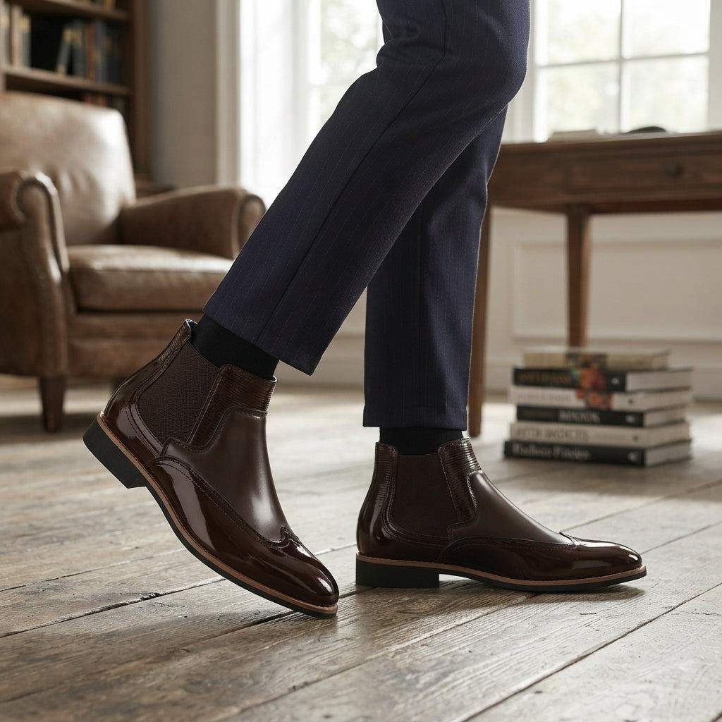 Harvey | Classic Wingtip Leather Chelsea Boots for Men