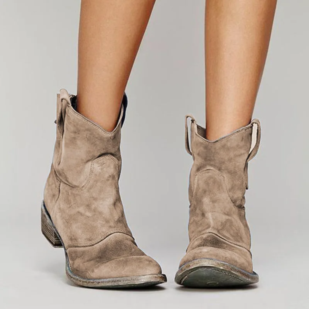 Jocosa | Relaxed Western Suede Ankle Boots