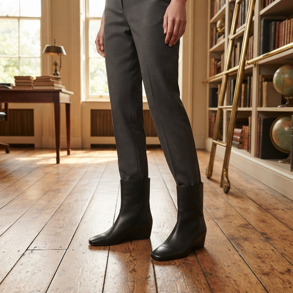 Edith | Sleek Square Toe Leather Ankle Boots for Women