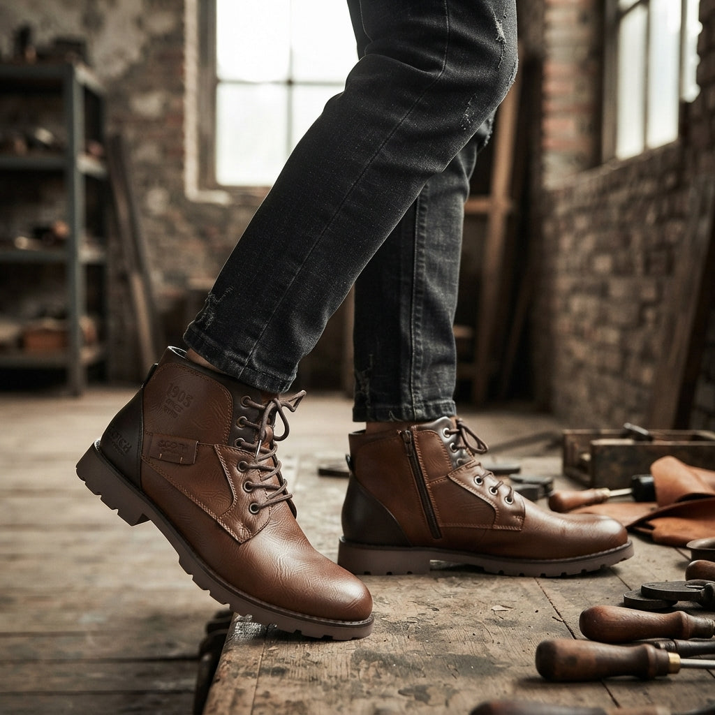 Bryn | Practical Lace-Up Combat Ankle Boots for Men