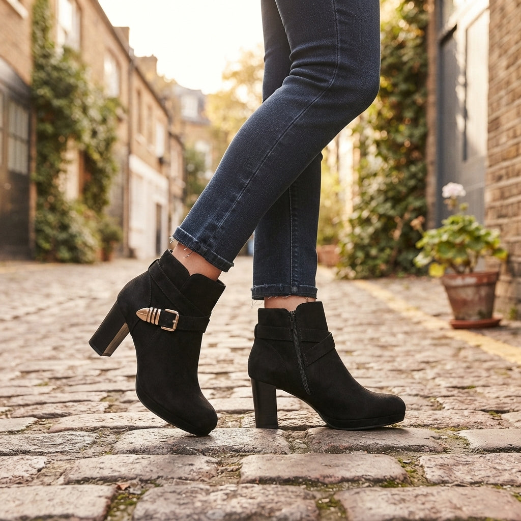 Marcella | Elegant Suede Heeled Ankle Boots for Women