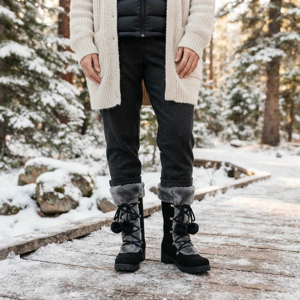 Isla | Warm Lace-Up Mid Calf Snow Boots for Women