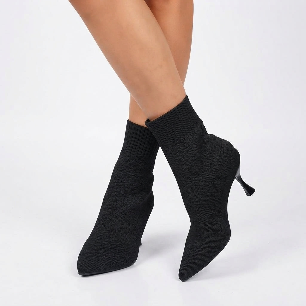 Freya | Effortless Knit Heeled Sock Ankle Boots for Women