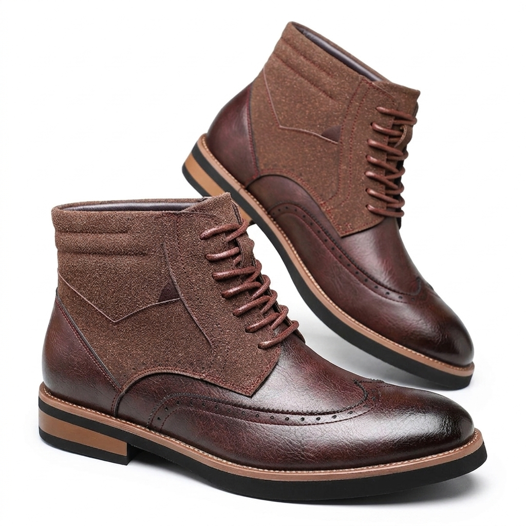Silas | Stylish Wingtip Brogue Lace-Up Boots for Men