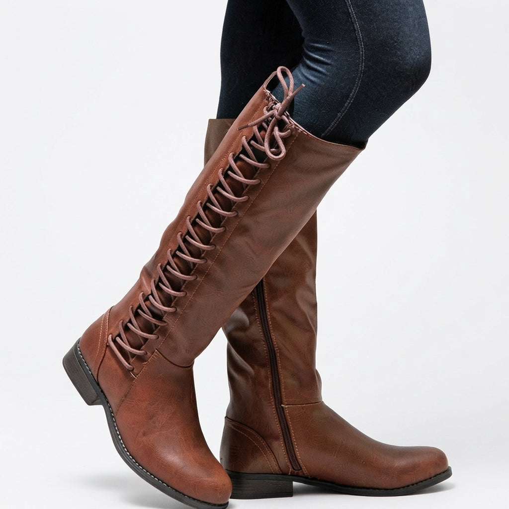 Genevieve | Elegant Lace-Up Knee High Boots for Women