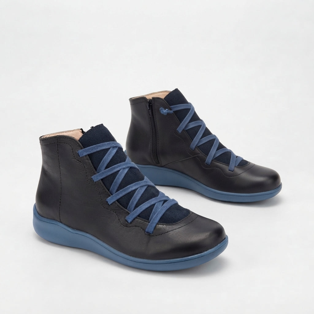 Rosalie | Supportive Lace-Up Flat Ankle Boots for Women