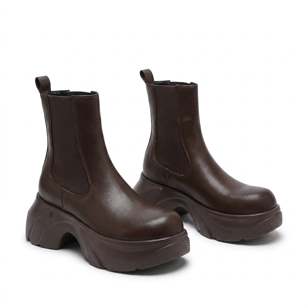 Cecily | Sculptural Platform Chelsea Boots