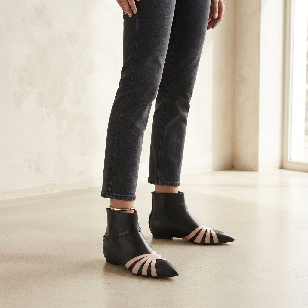 Harper | Modern Pointed Toe Flat Ankle Boots for Women