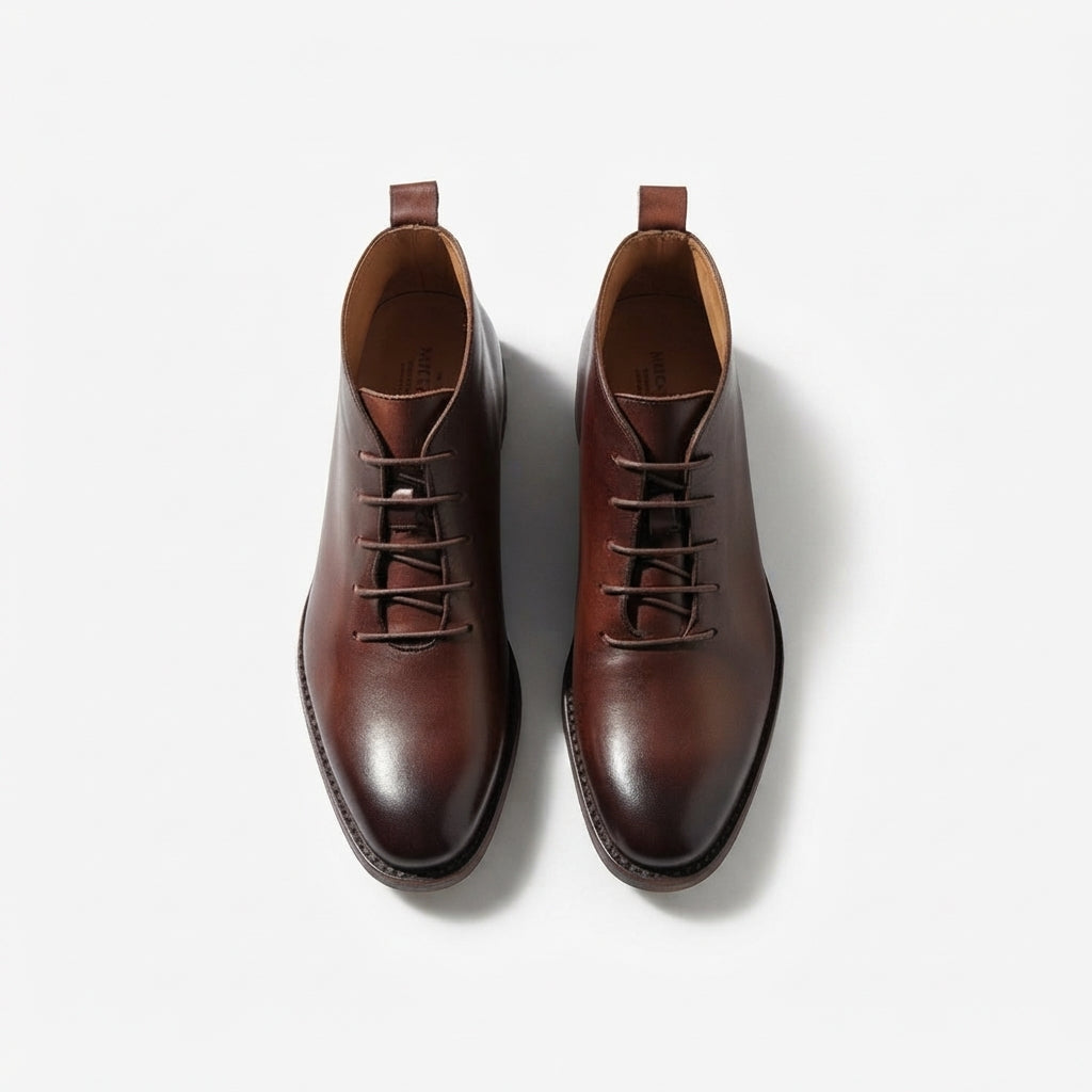 Calvin | Polished Leather Chukka Ankle Boots for Men