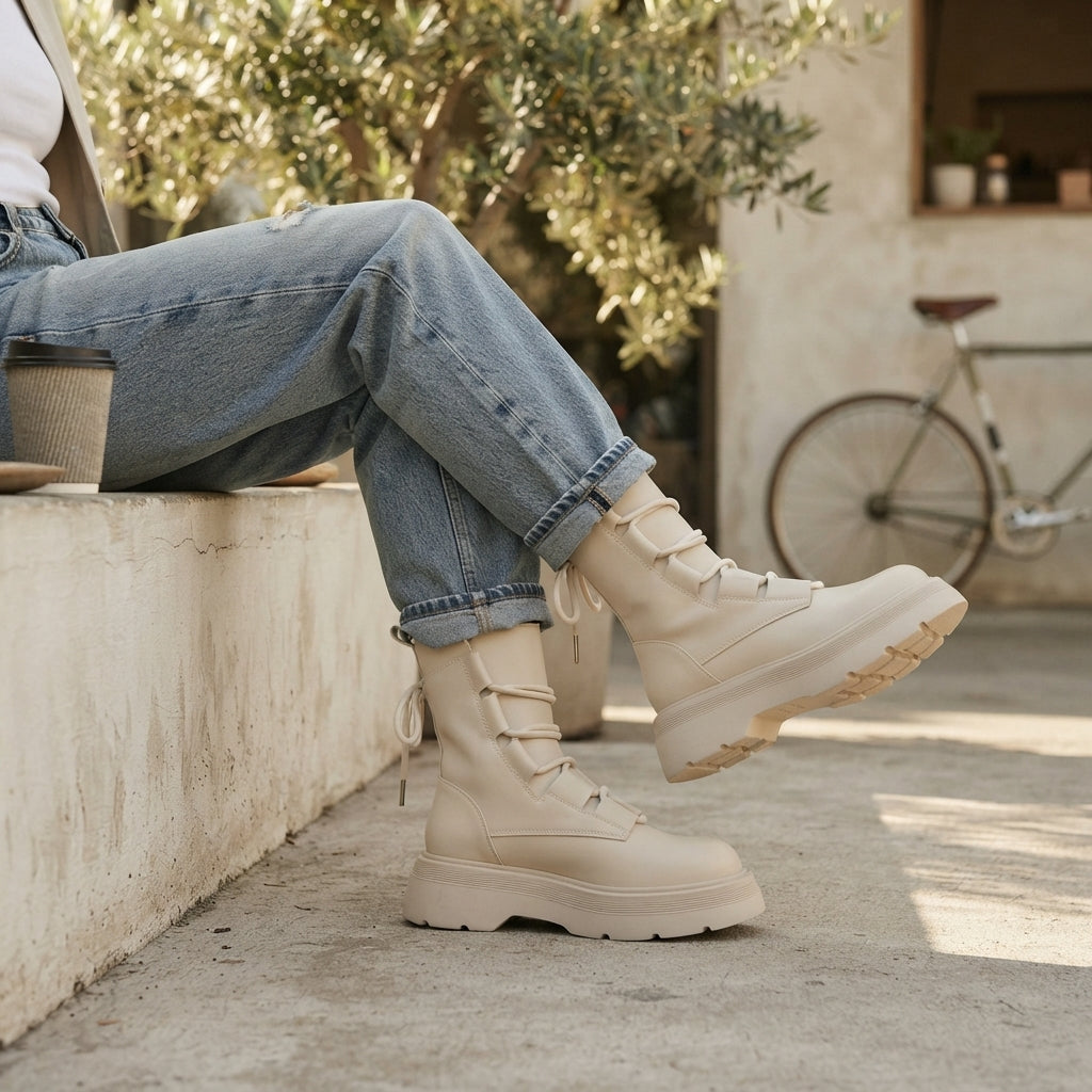 Cosima | Modern Chunky Lace-Up Combat Boots for Women