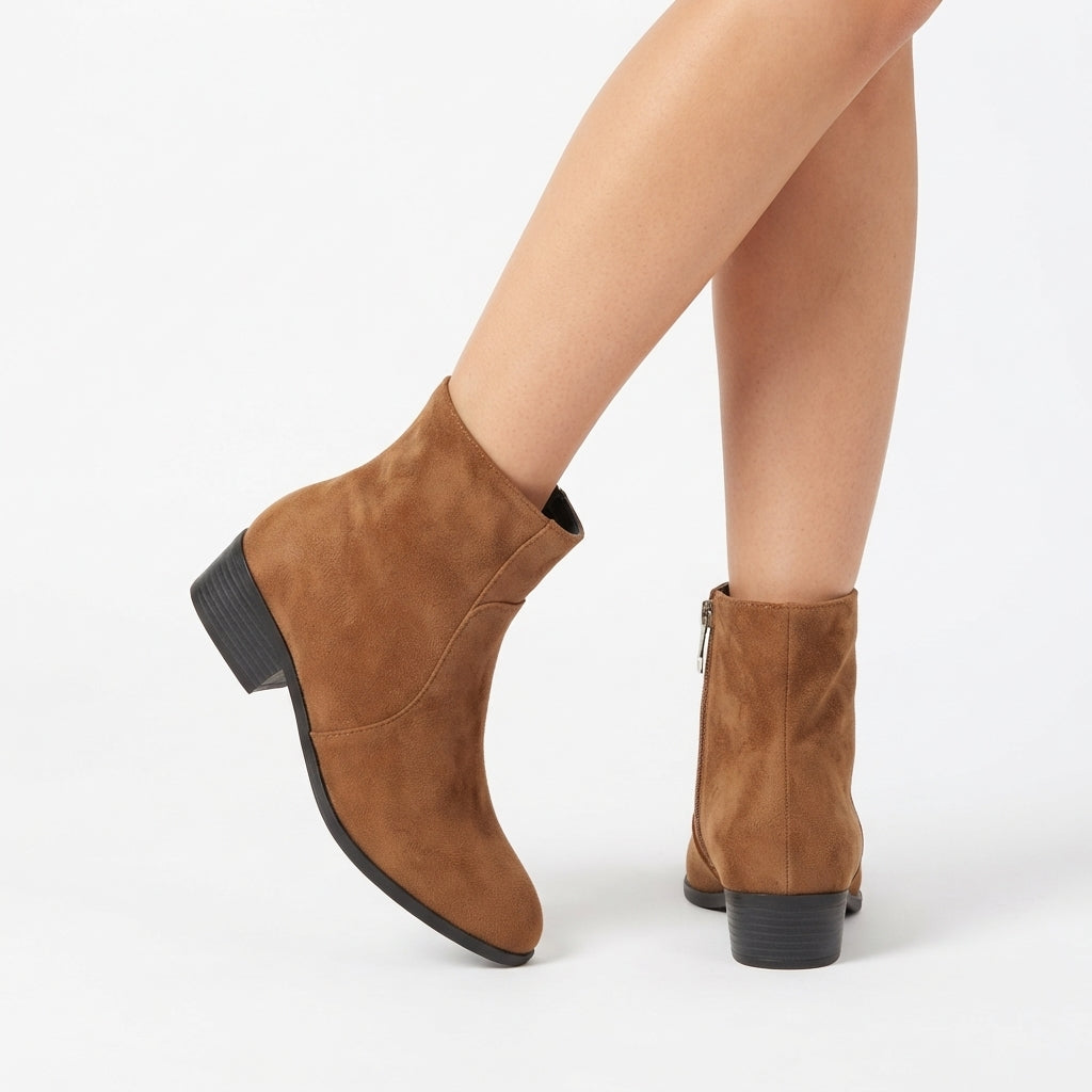 Octavia | Classic Suede-Look Heeled Ankle Boots for Women