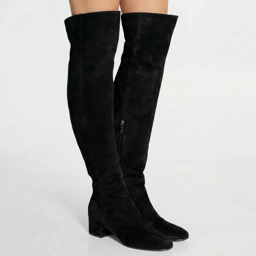 Marcella | Refined Suede Over The Knee Block Heel Boots for Women