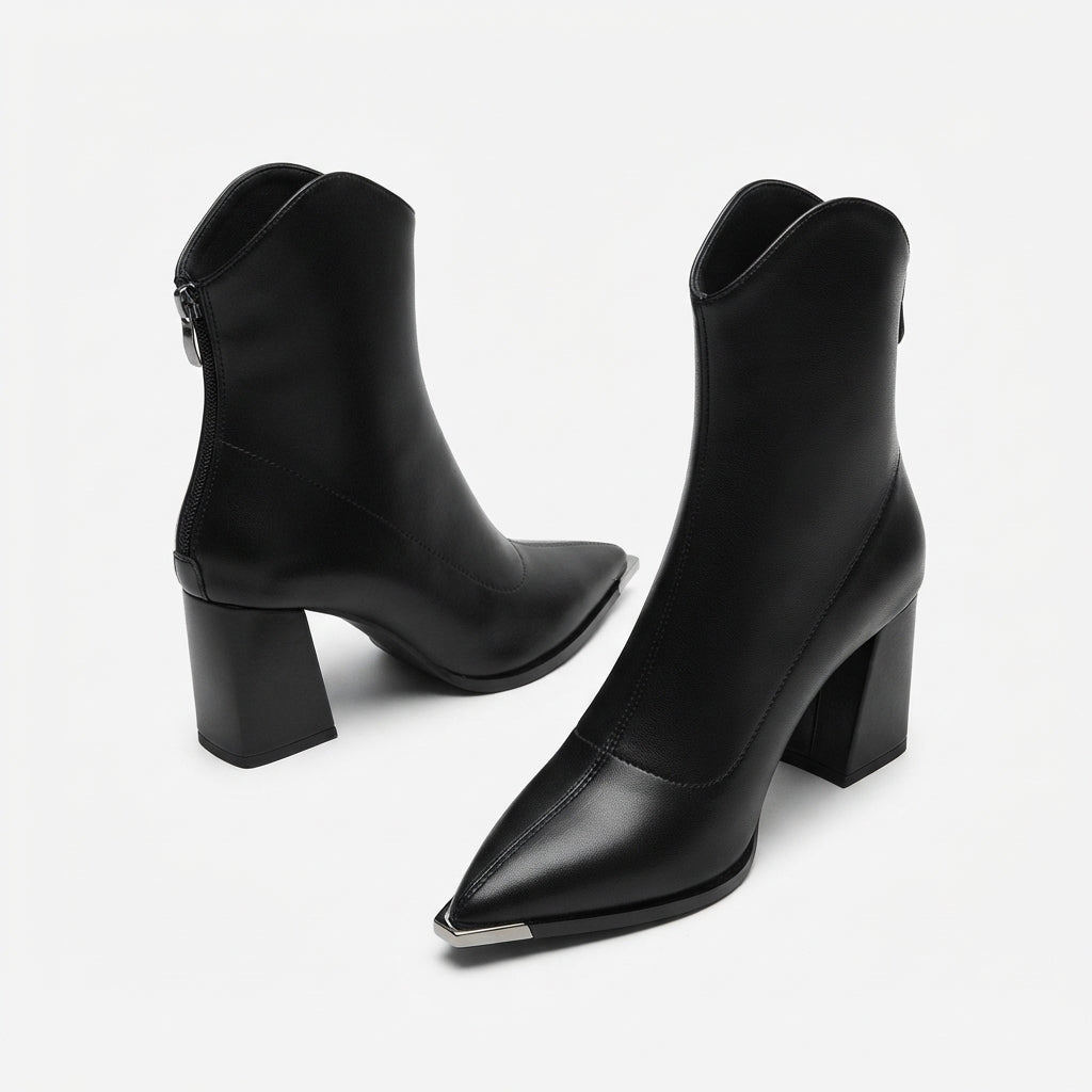 Genevieve | Sharp Pointed Toe Heeled Ankle Boots for Women