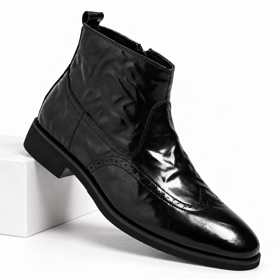 Garrett | Refined Leather Brogue Ankle Boots for Men