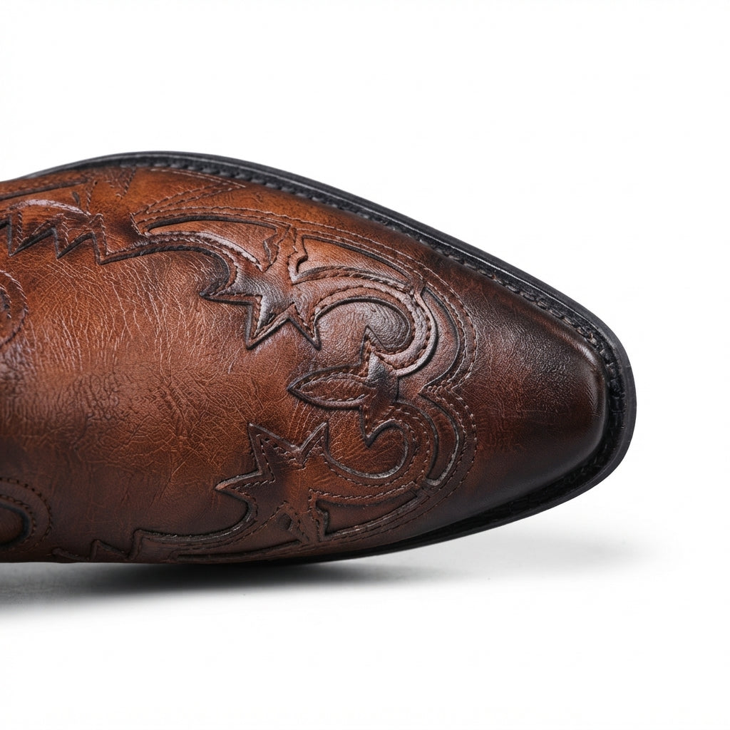 Idris | Premium Leather Cowboy Ankle Boots for Men