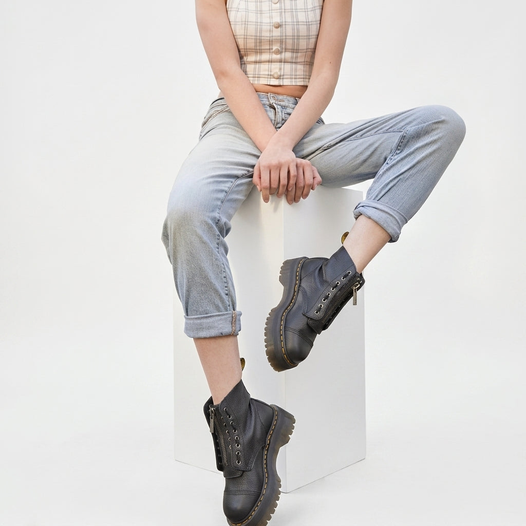 Beatrix | Bold Leather Platform Combat Ankle Boots for Women