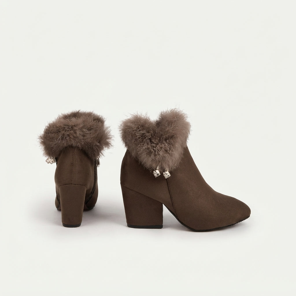 Beatrix | Cozy Faux Fur-Trim Heeled Ankle Boots for Women
