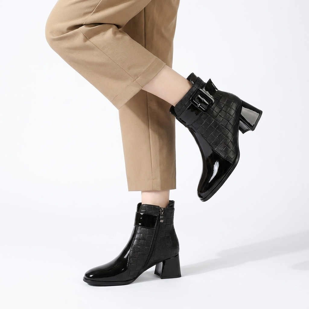 Beatrice | Stylish Buckle Block Heel Ankle Boots for Women