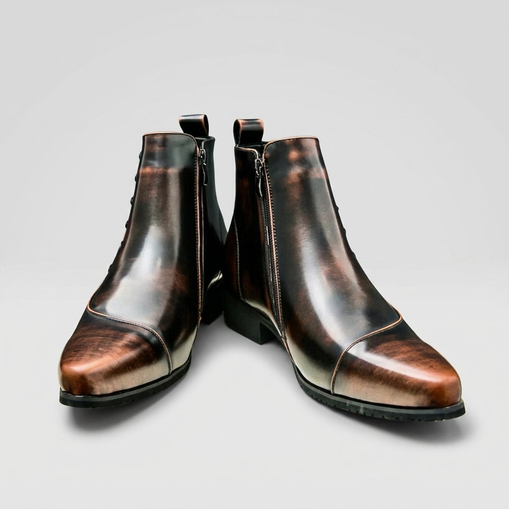 Xavier | Sleek Pointed Toe Leather Ankle Boots for Men
