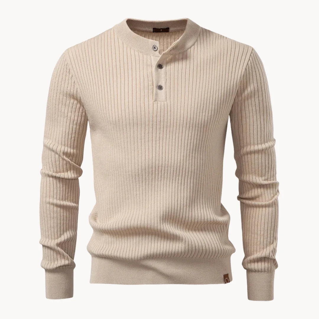 Nico | Fitted Round-Neck Jumper with Button Closure for Men