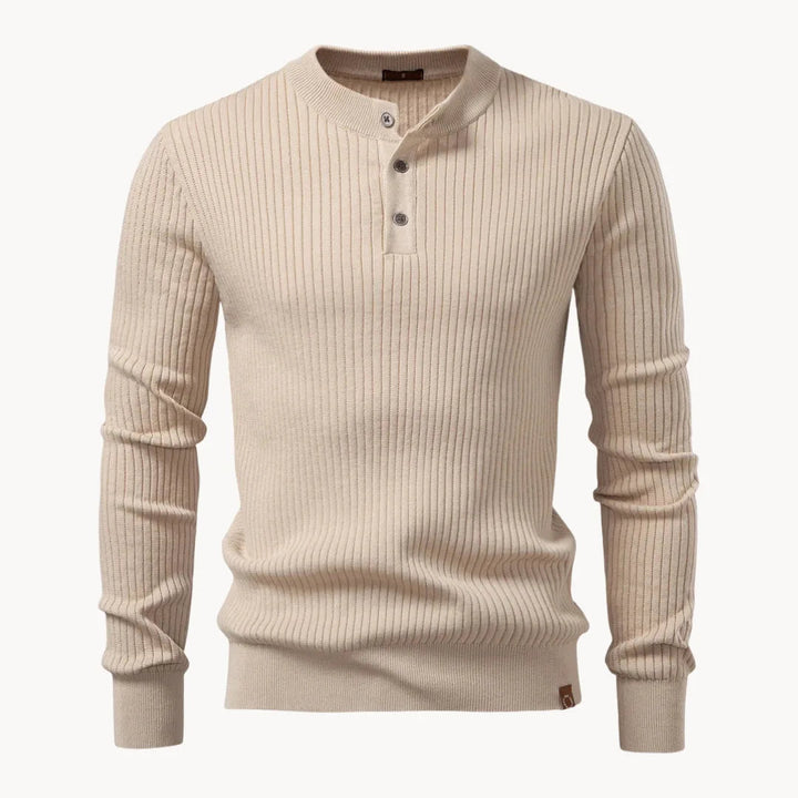 Nico | Fitted Round-Neck Jumper with Button Closure for Men