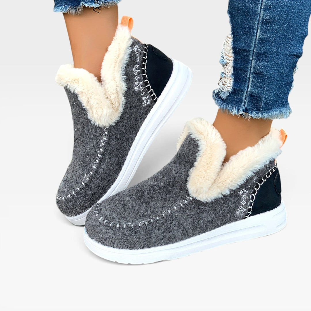 Clarissa | Plush Wool Felt Winter Ankle Boots Women