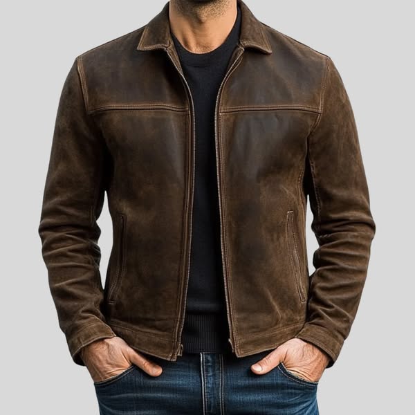 Dominic | Sharp Zip-Up Leather Jacket for Men