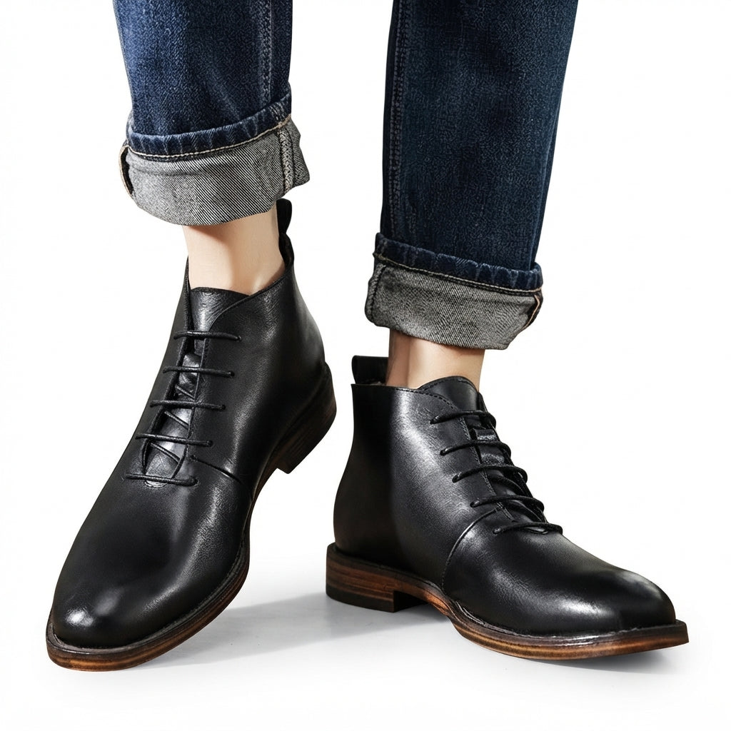 Calvin | Polished Leather Chukka Ankle Boots for Men