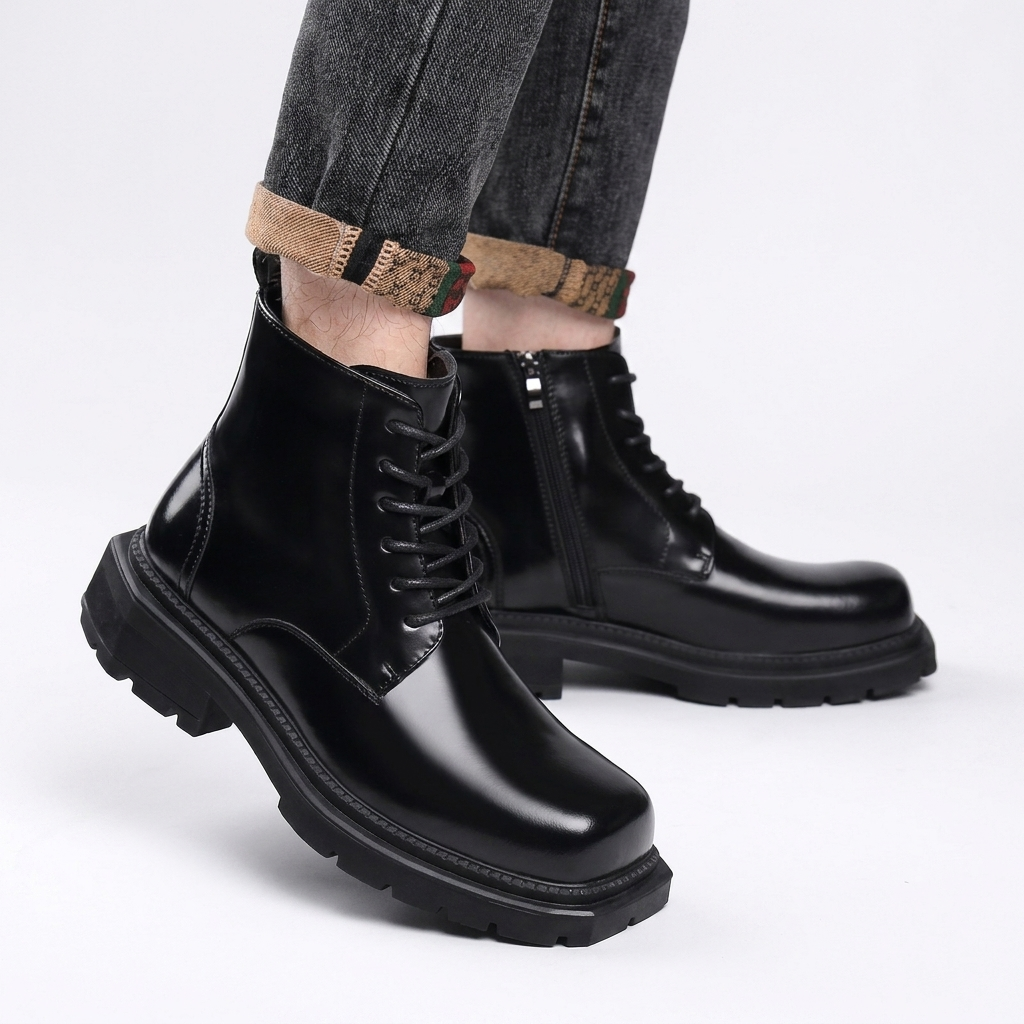 Corwin | Bold Chunky Leather Combat Ankle Boots for Men
