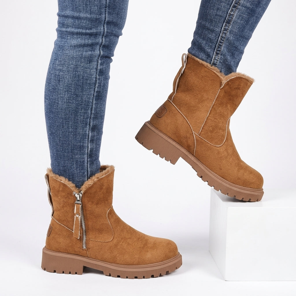Hattie | Cozy Faux Fur Cuff Suede Ankle Boots