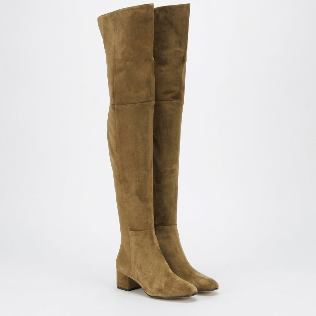 Marcella | Refined Suede Over The Knee Block Heel Boots for Women