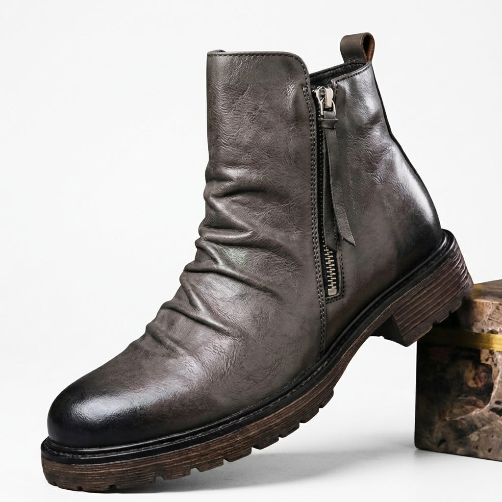 Renner | Effortless Side-Zip Slouch Leather Boots for Men