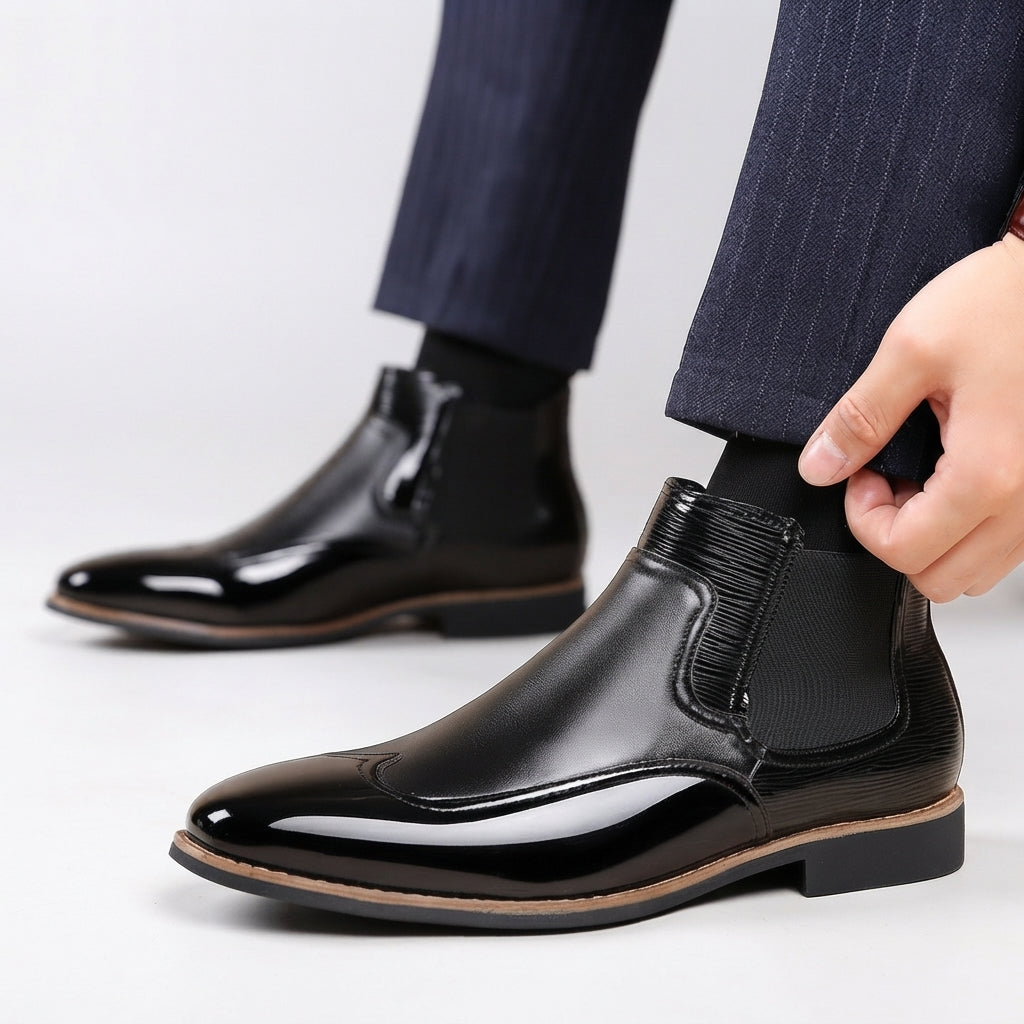 Harvey | Classic Wingtip Leather Chelsea Boots for Men