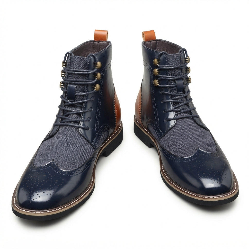 Barnaby | Classic Leather Brogue Lace-Up Ankle Boots for Men