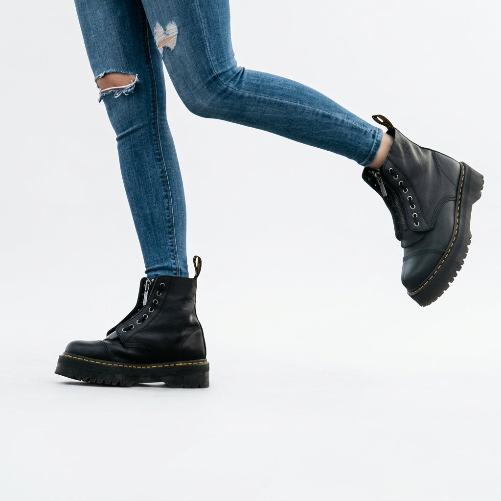 Beatrix | Bold Leather Platform Combat Ankle Boots for Women