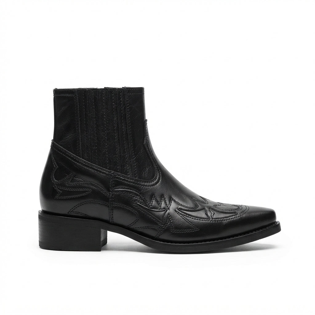 Idris | Premium Leather Cowboy Ankle Boots for Men
