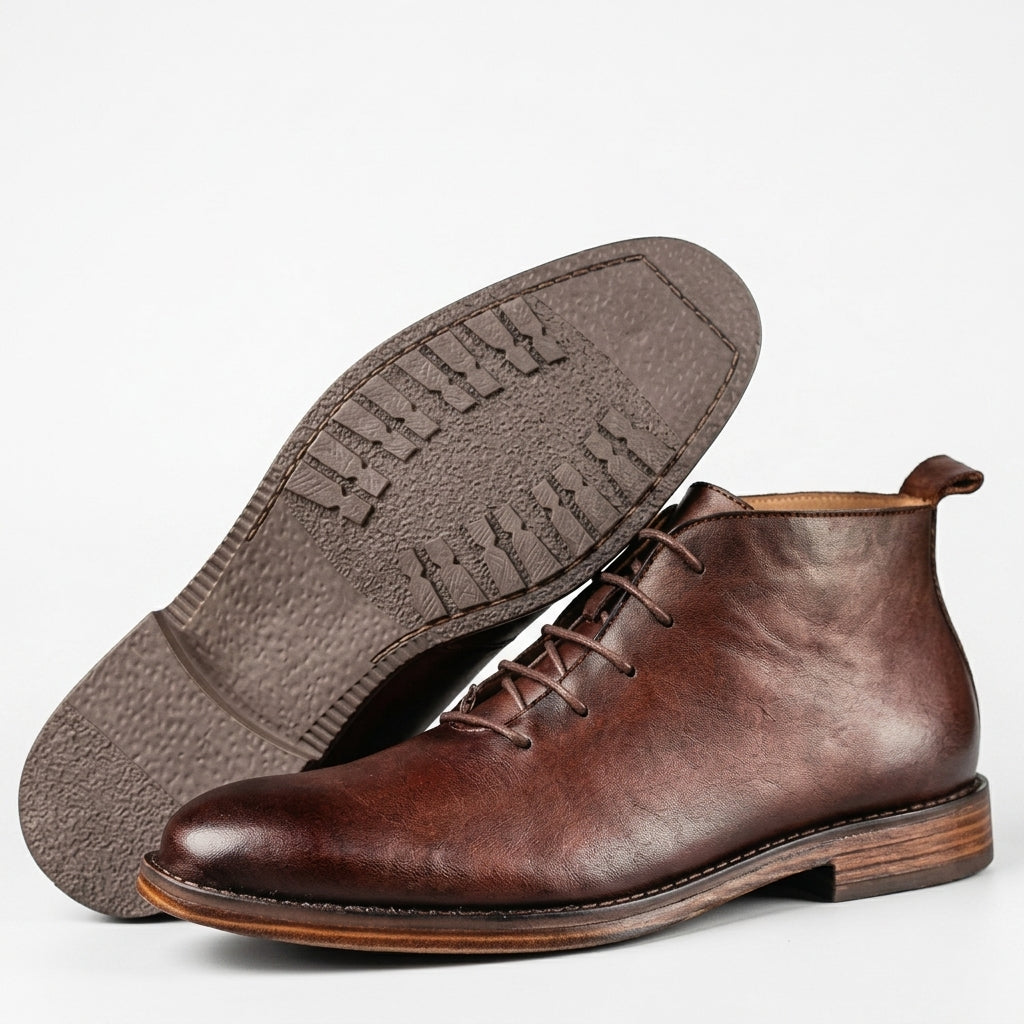 Leander | Timeless Leather Lace-Up Ankle Boots for Men