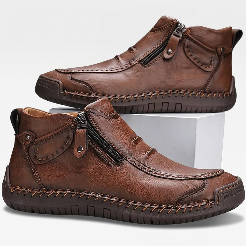 Reid | Relaxed Hand-Stitched Leather Ankle Boots for Men