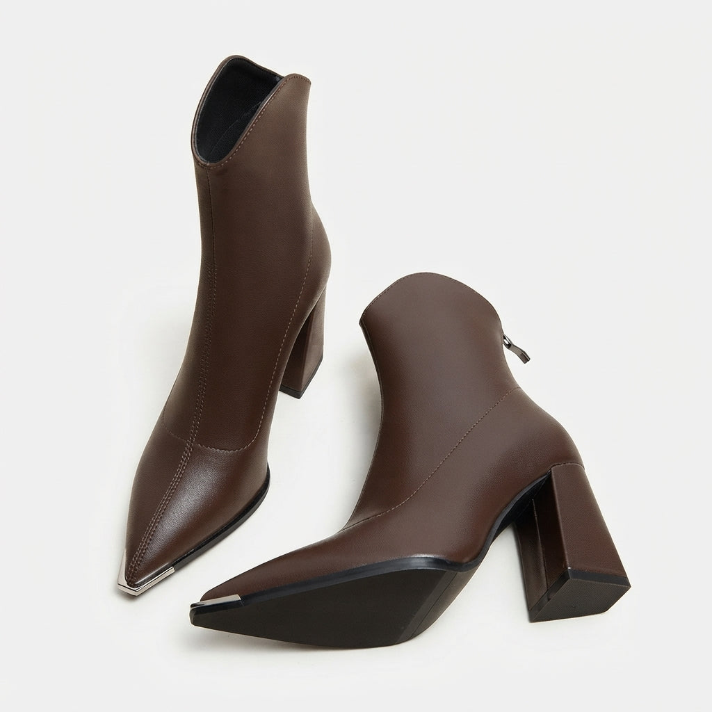 Genevieve | Sharp Pointed Toe Heeled Ankle Boots for Women