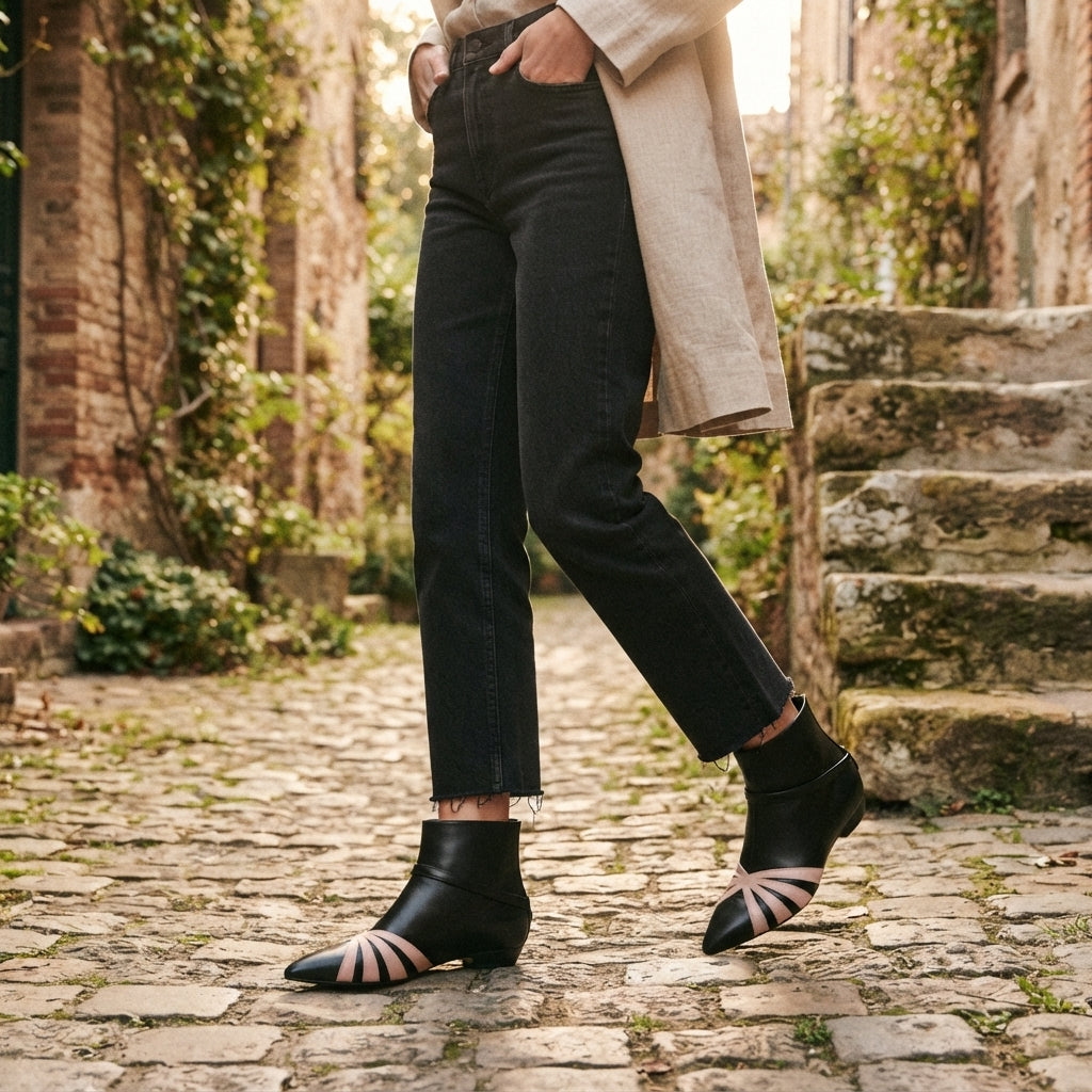 Harper | Modern Pointed Toe Flat Ankle Boots for Women
