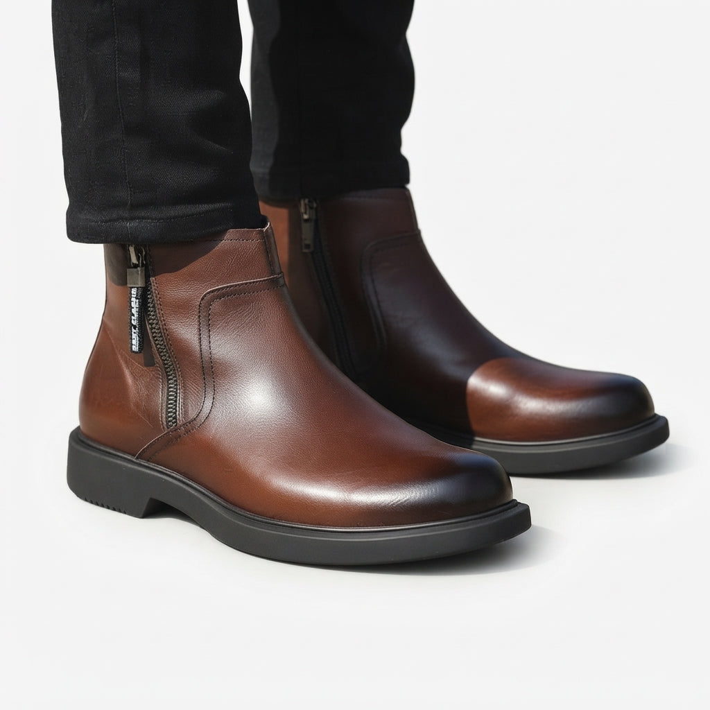 Ulric | Effortless Side-Zip Leather Ankle Boots for Men