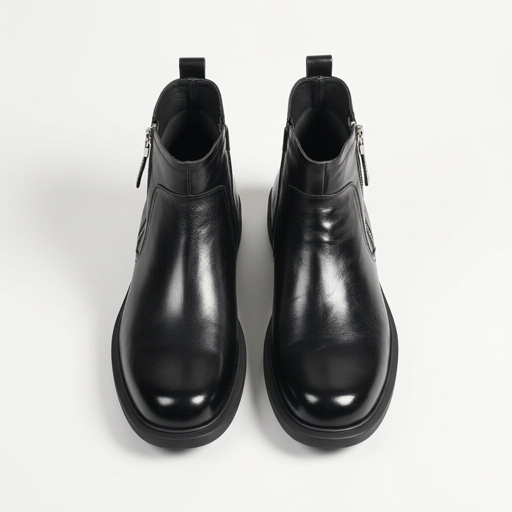Garrett | Practical Leather Zip Ankle Boots for Men